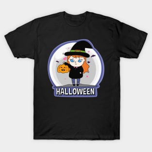 Cute Halloween Witch Cartoon Art T-Shirt